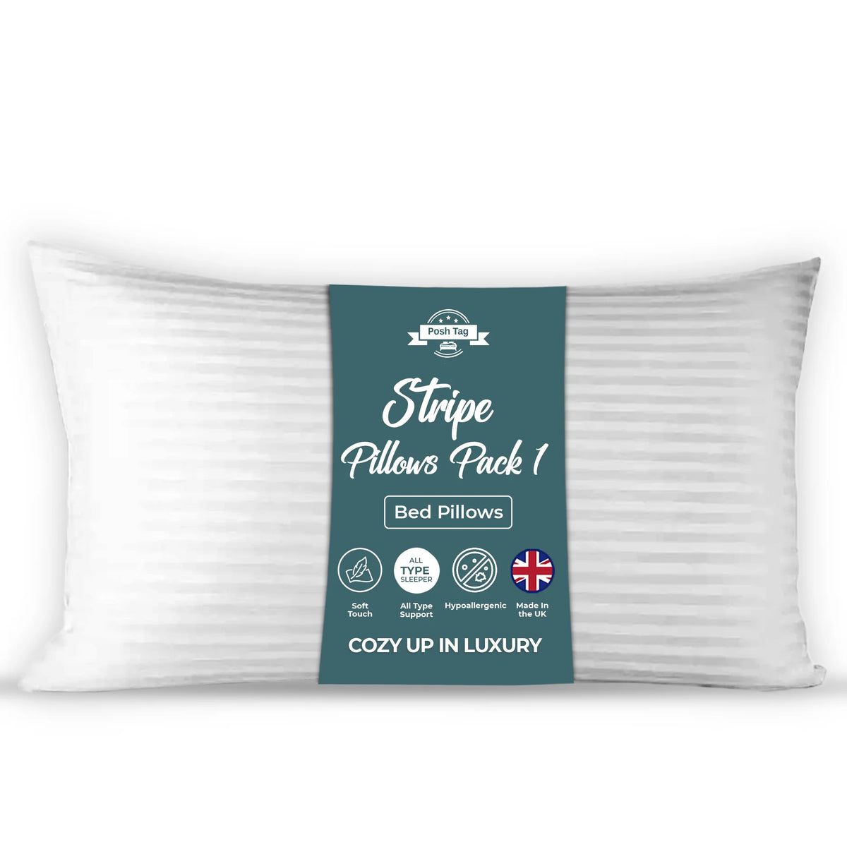 Posh Tag stripe bed pillow pack of 1 in branded packaging
