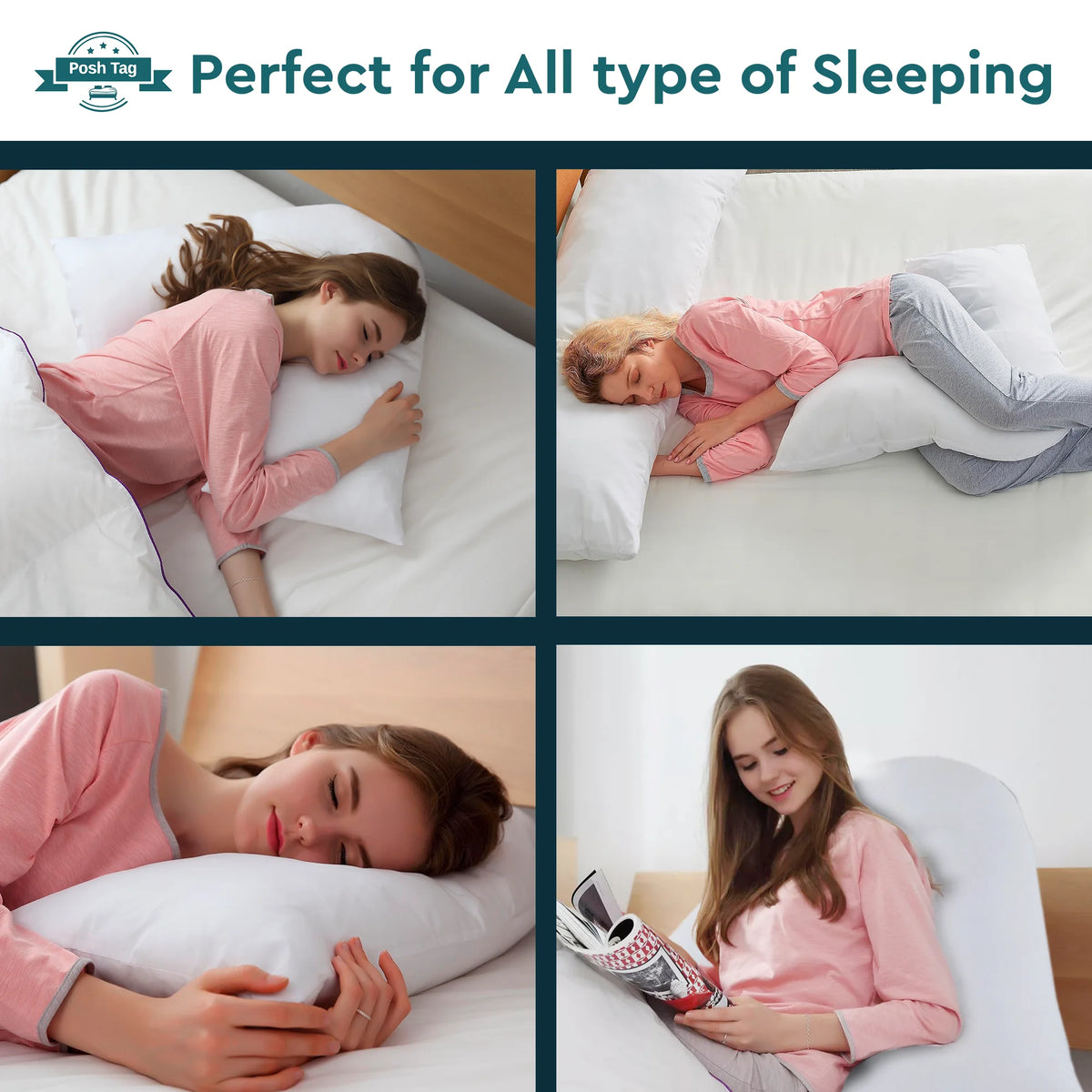 V shaped pillow supporting four sleeping and sitting positions