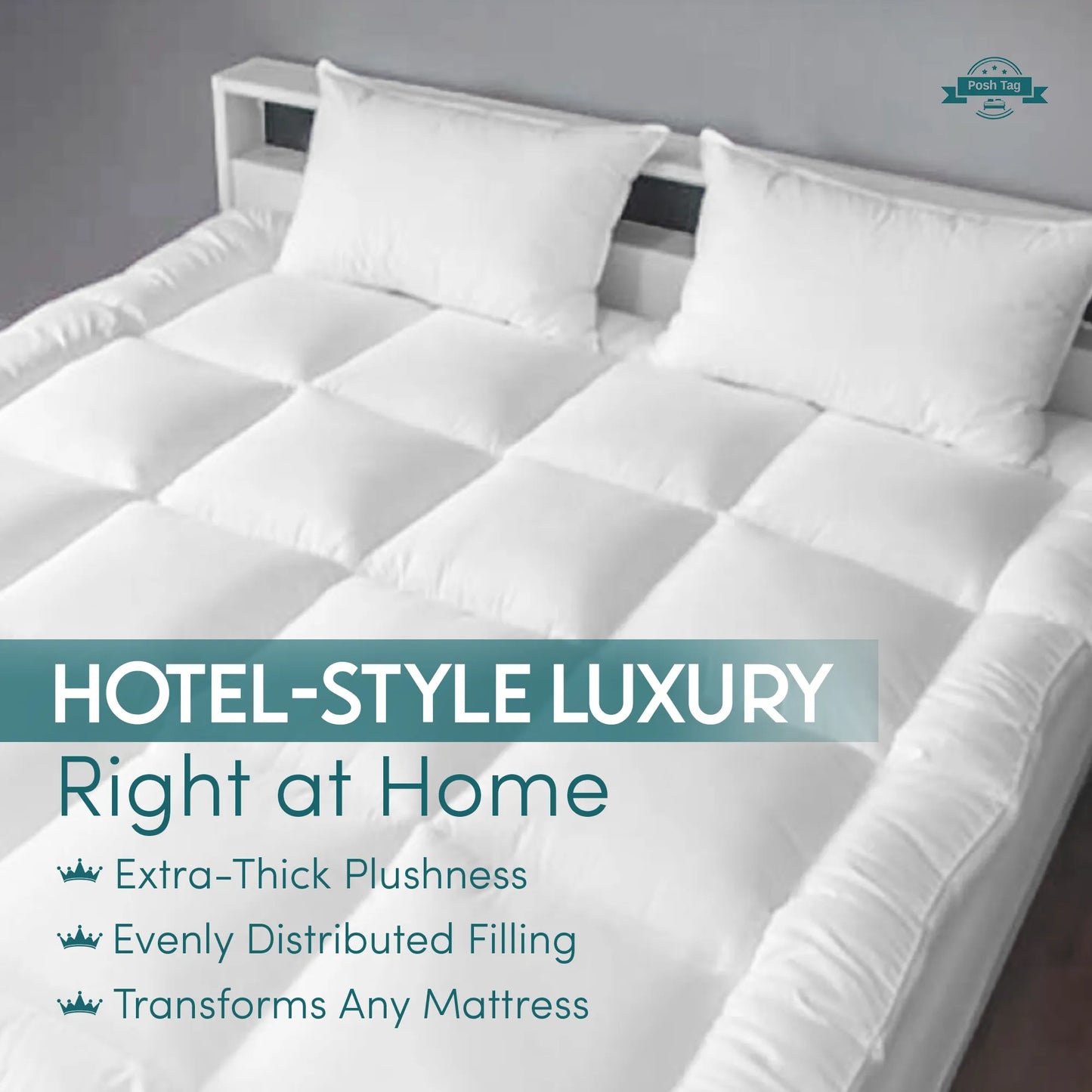Thick Mattress Topper | Single, Double, King & Super King Sizes | Posh Tag