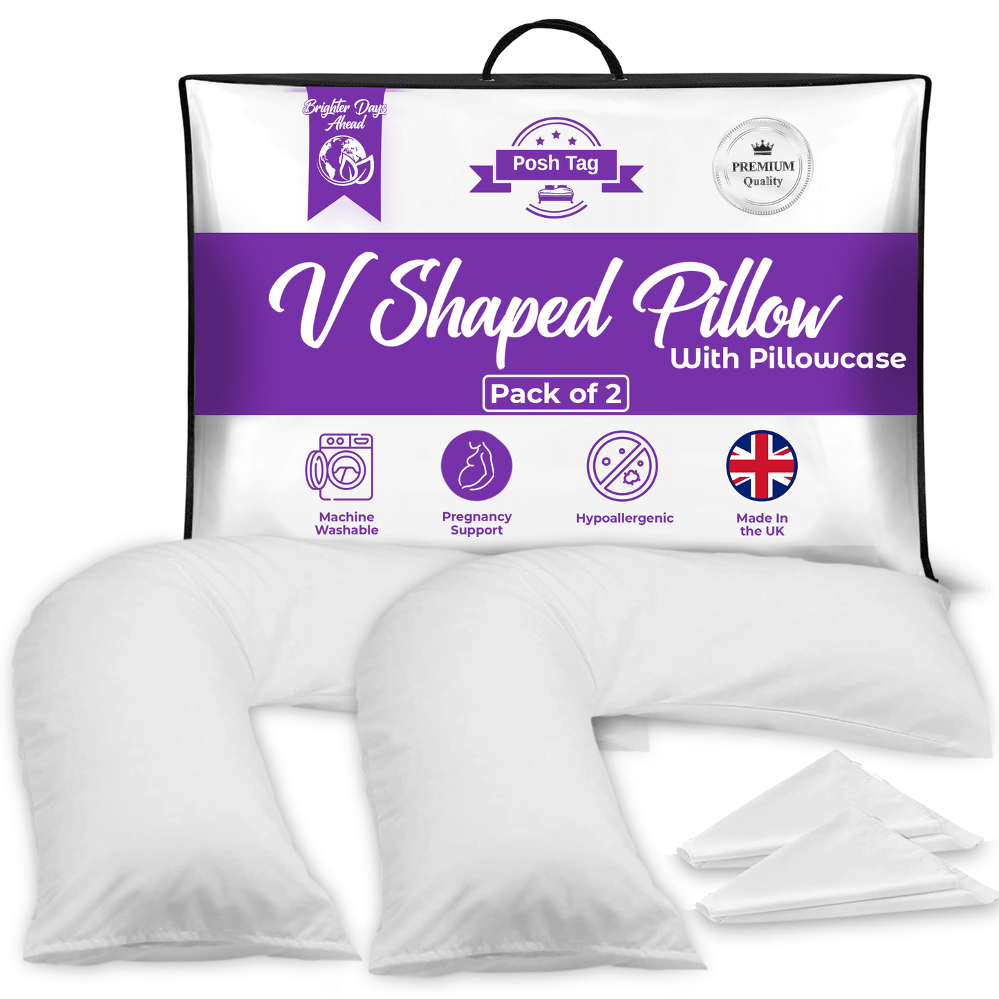 Posh Tag V Pillow with Pillowcase 140 cm x 30 cm - Posh Tag
