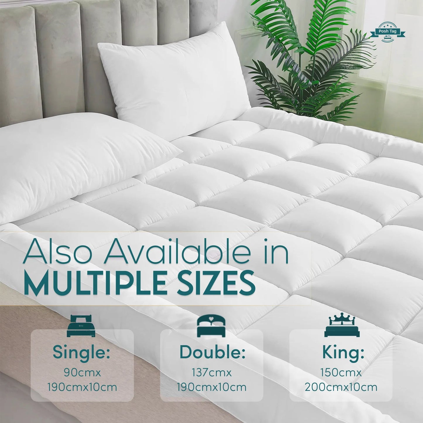 Thick Mattress Topper | Single, Double, King & Super King Sizes | Posh Tag - Posh Tag