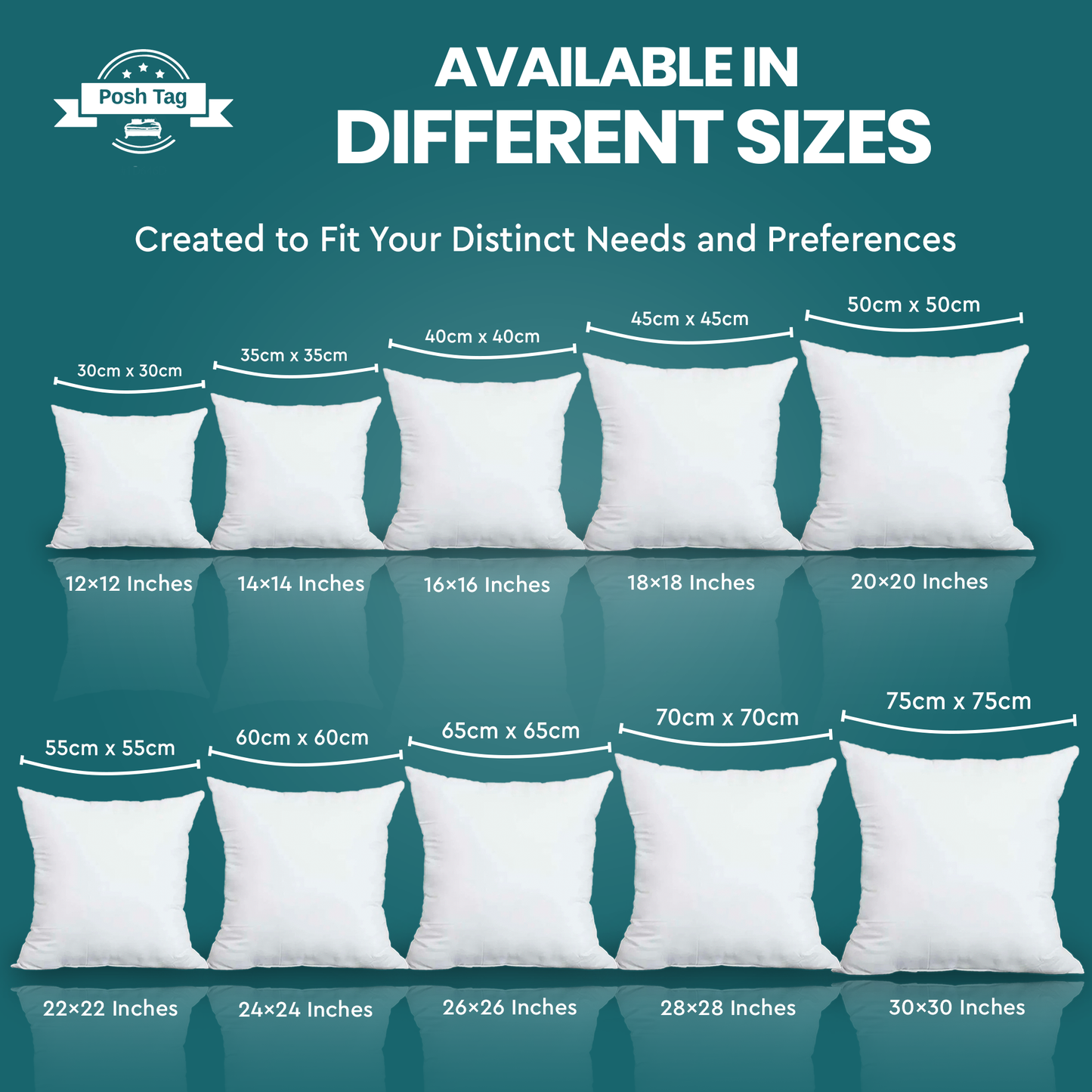 PoshTag Cushion Inserts Extra Deep Filled Cushion Pads