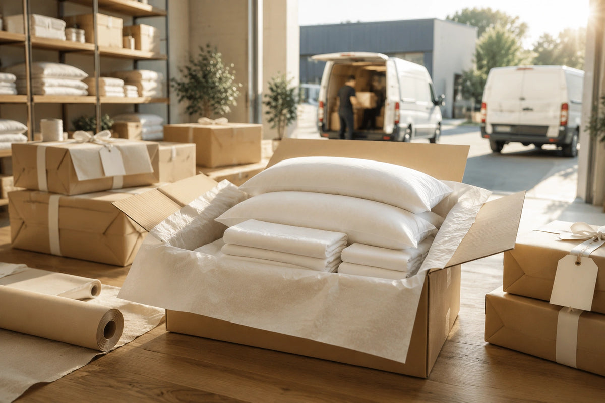 Delivery van dispatching bedding across the UK