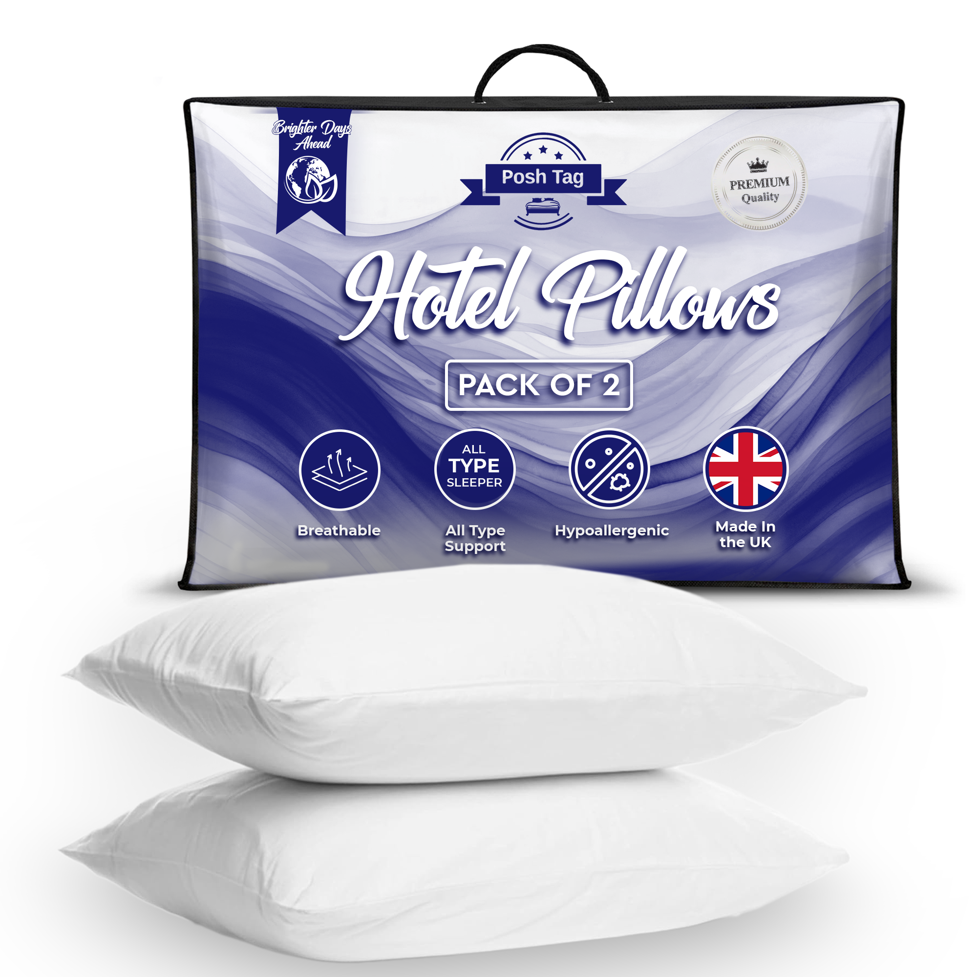Posh Tag Hotel Pillows 74 x 48cm
