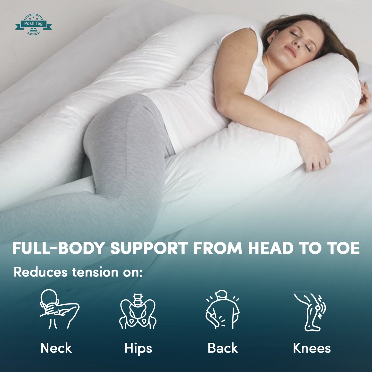 White U Shaped Pregnancy Pillow