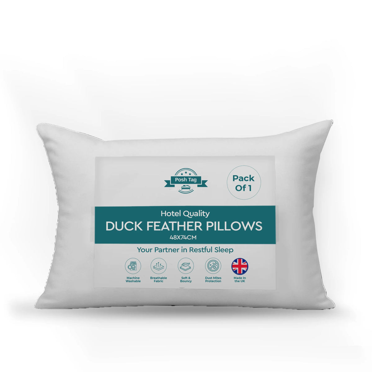 Hotel feather pillow, pack of 1, as used in UK hotels