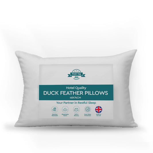 Luxury hotel quality down pillow with piped edge, made in Rochdale