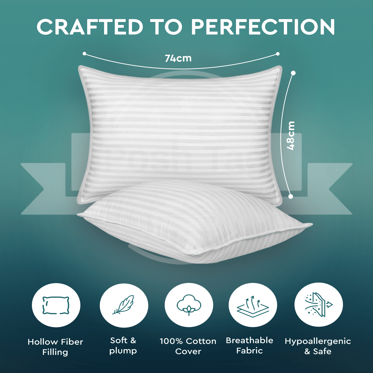Pack of 2 Stripe Hotel Quality Bed Pillows – Original Down Alternative Pillows for Sleeping, Soft Support for Back, Stomach & Side Sleepers - Posh Tag